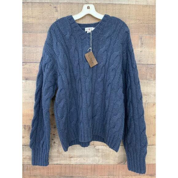 Vintage J. CREW Oarsman Men's Size Medium Wool Cable Knit Fisherman Sweater NWT - Picture 1 of 6